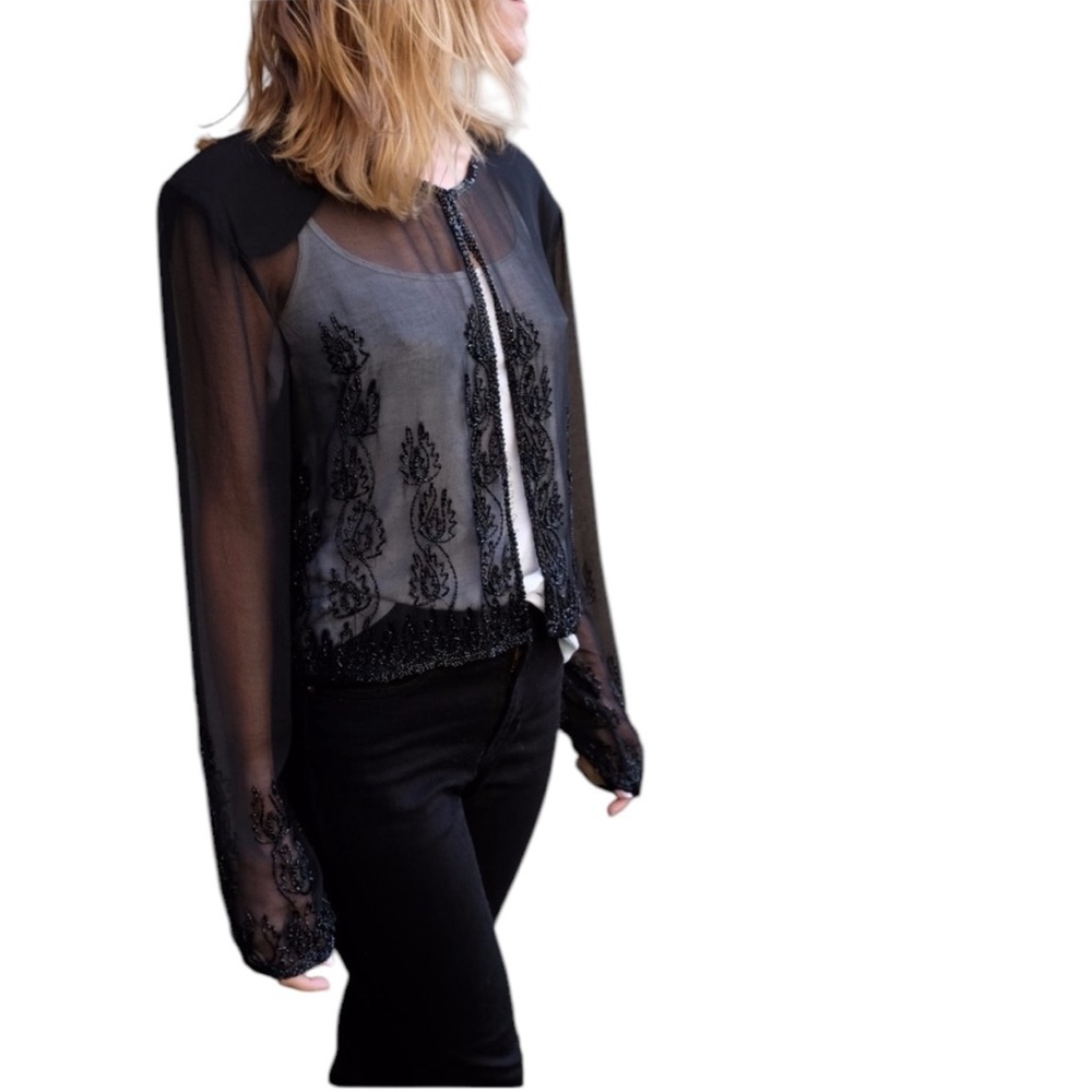 Vintage Black Sheer Embroidered Jacket